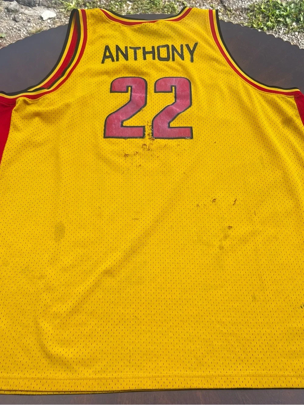 Jordan Yellow Oak Hill #22 Basketball Jersey with Red Accents